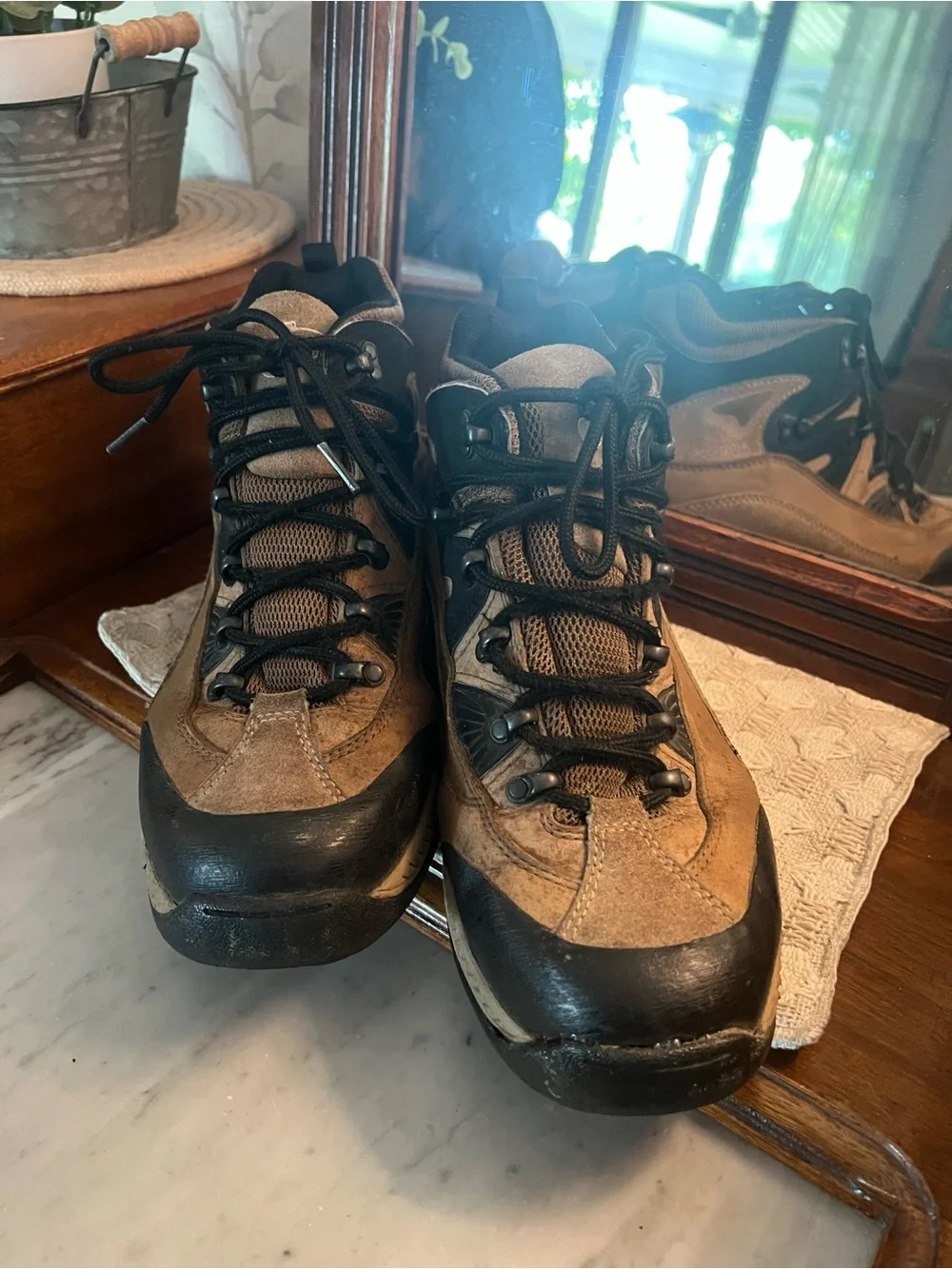 JUSTIN BOOTS George Strait Genuine Leather Hiking Boots Brown‎ Black Men's 10.5